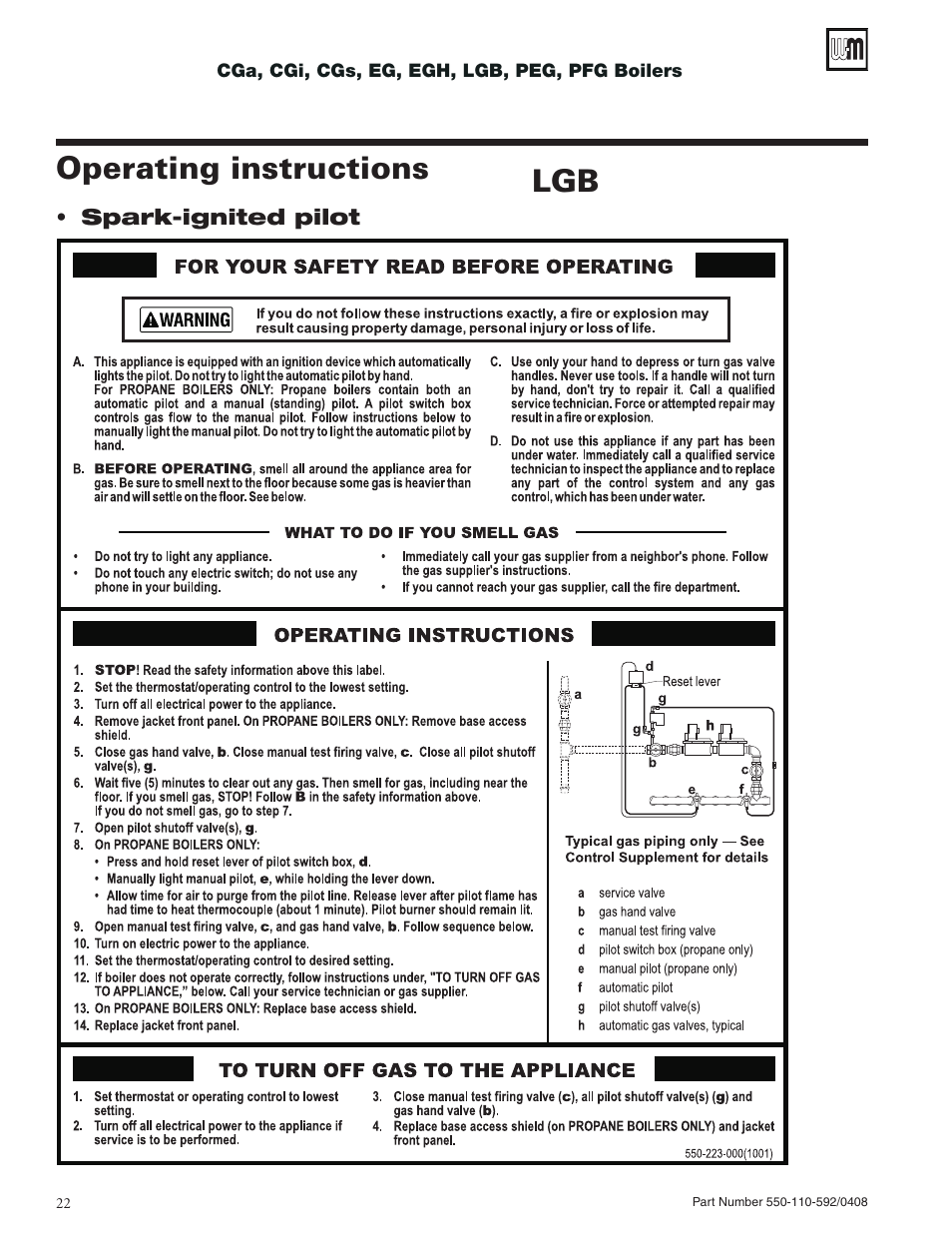 Operating instructions | Weil-McLain PEG User Manual | Page 22 / 24