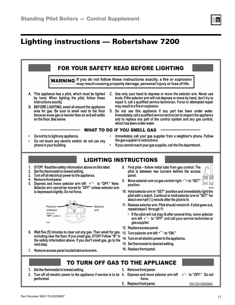 Lighting instructions — robertshaw 7200 | Weil-McLain EG-30 THRU -75 User Manual | Page 15 / 24