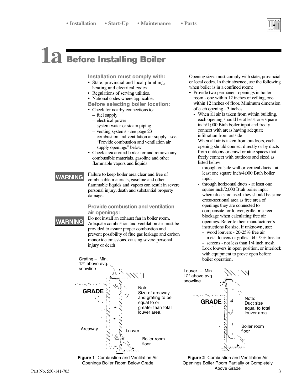 Before installing boiler | Weil-McLain 78 User Manual | Page 3 / 32