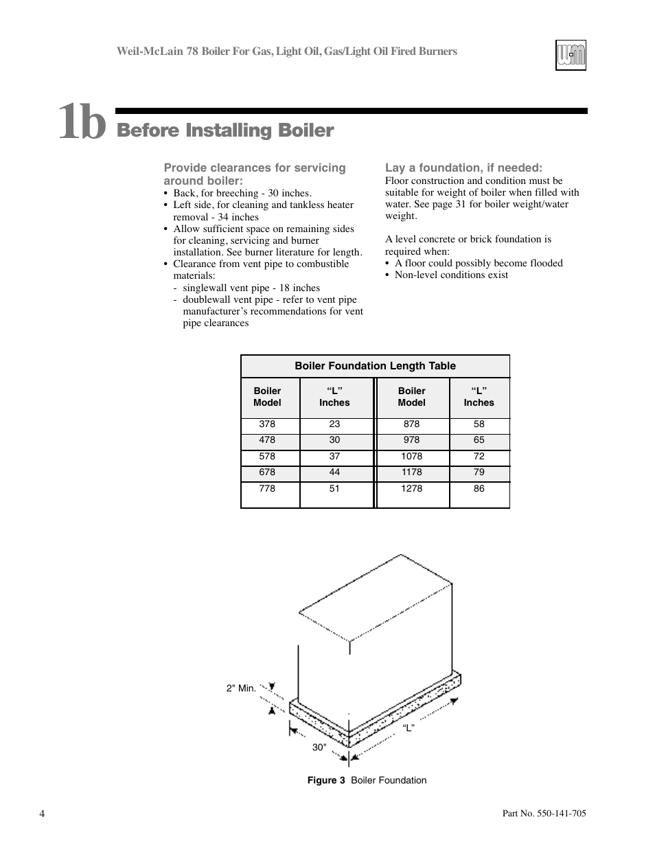 Before installing boiler | Weil-McLain 78 User Manual | Page 4 / 32