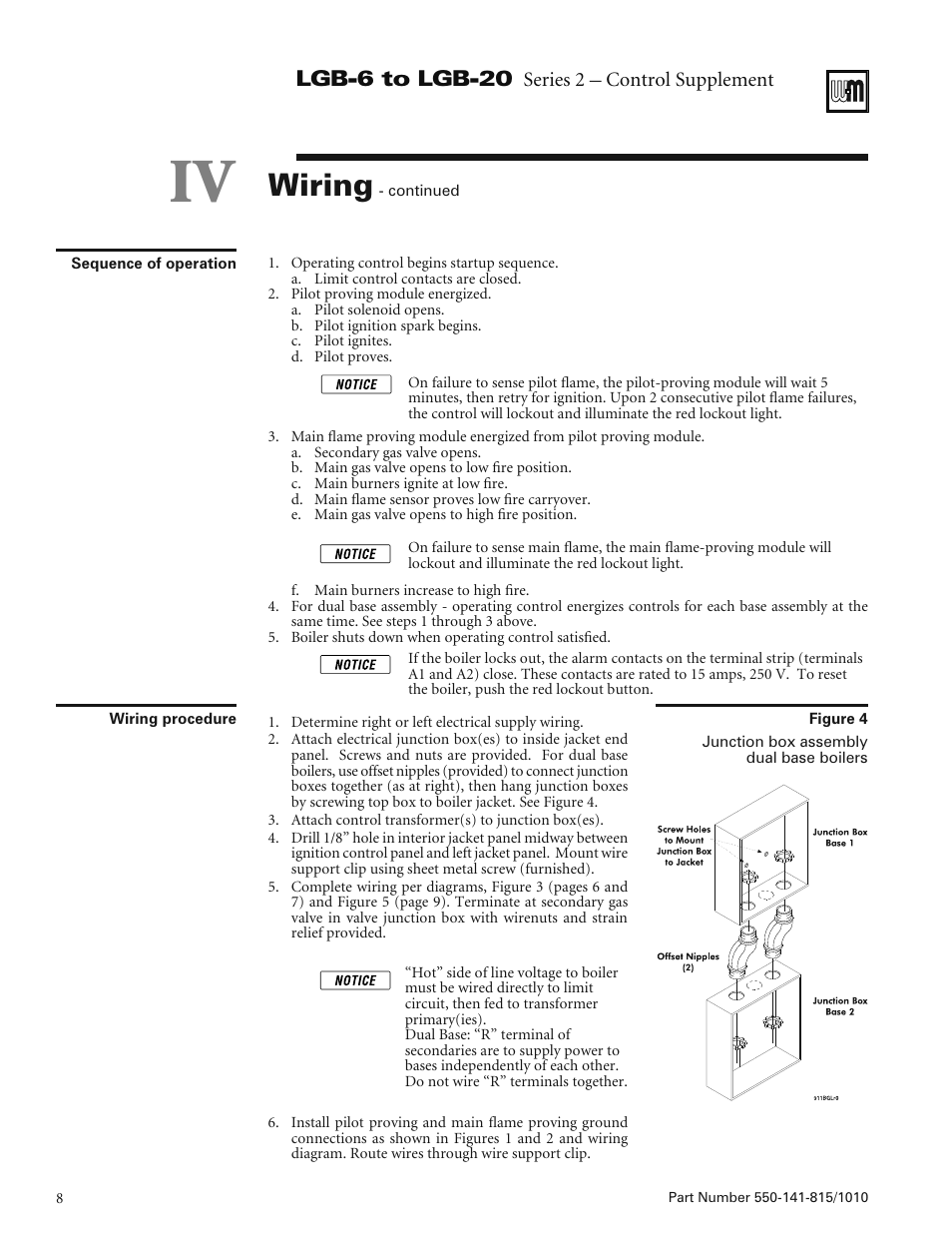 Wiring, Lgb-6 to lgb-20 | Weil-McLain LGB-20 User Manual | Page 8 / 12