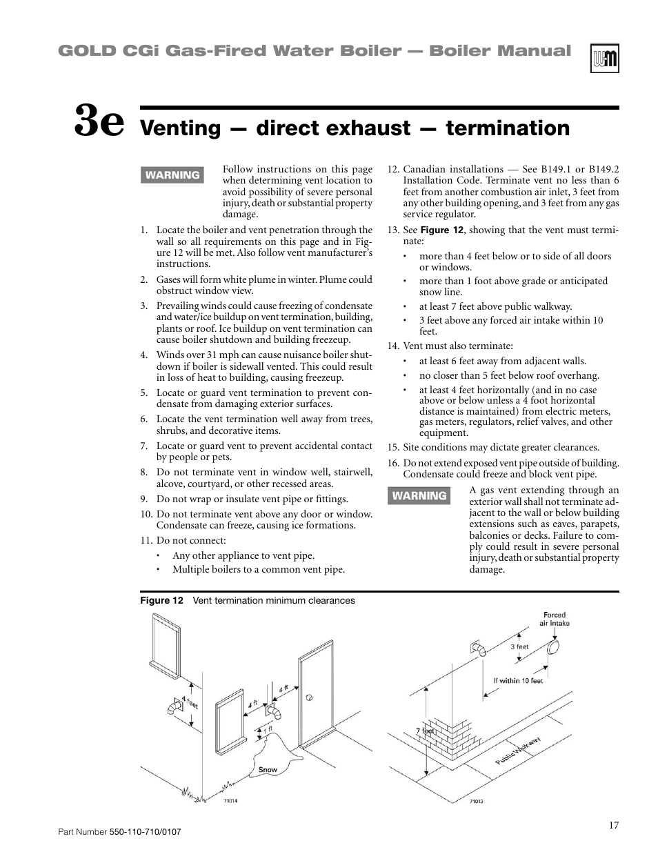 Venting — direct exhaust — termination, Gold cgi gas-fired water boiler — boiler manual | Weil-McLain GOLD CGI SERIES 2 User Manual | Page 17 / 68