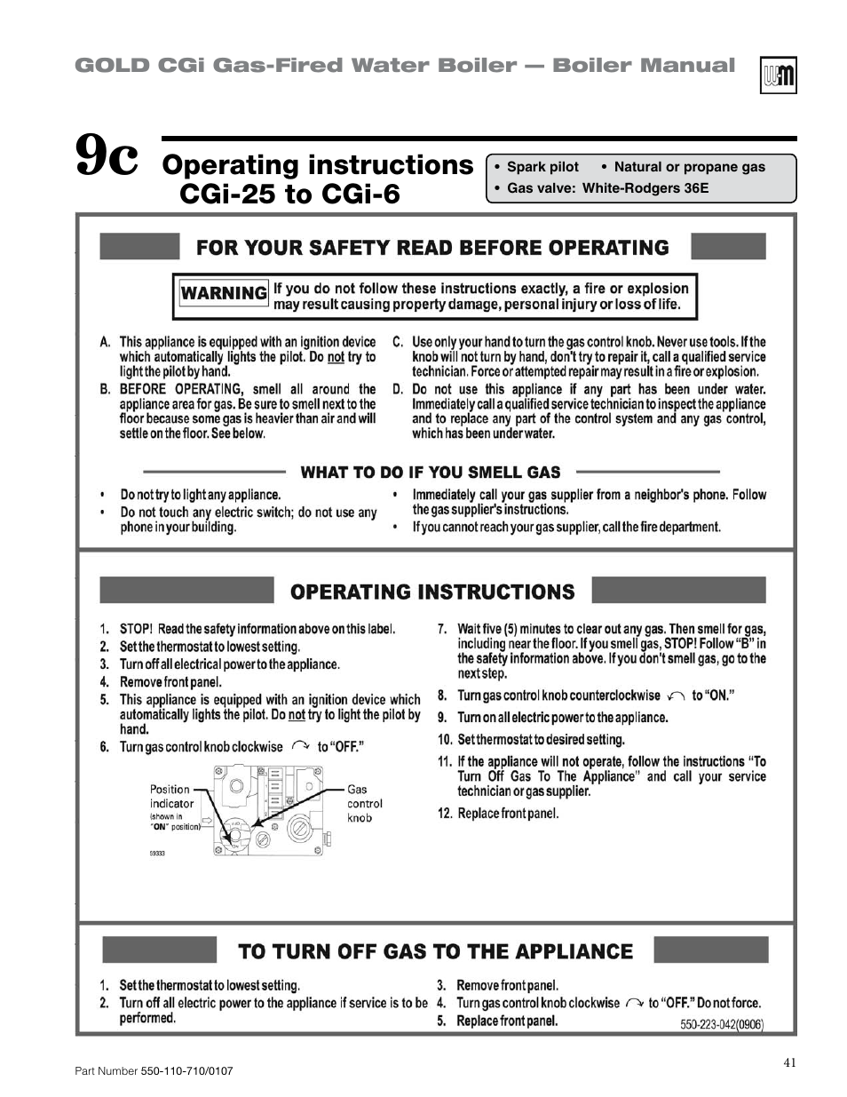 Operating instructions cgi-25 to cgi-6 | Weil-McLain GOLD CGI SERIES 2 User Manual | Page 41 / 68