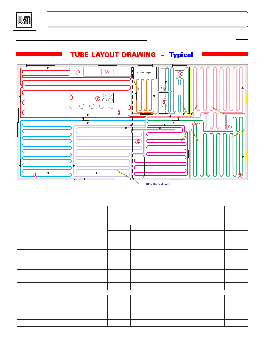 Tube layout drawing - typical, Alumipex radiant tubing | Weil-McLain AlumniPEX Radiant Heater User Manual | Page 6 / 20