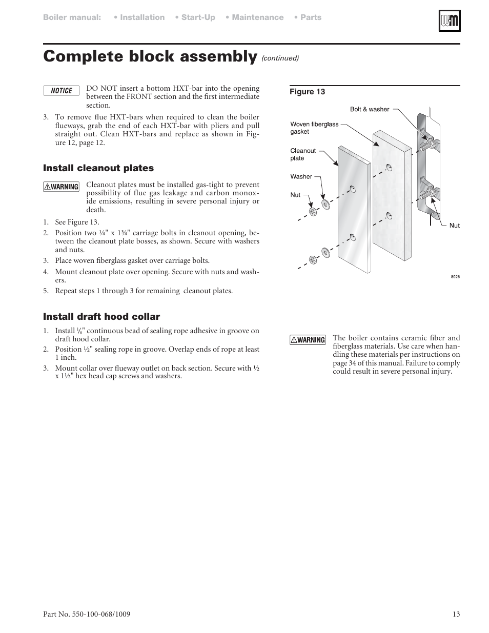 Complete block assembly | Weil-McLain 88 User Manual | Page 13 / 40