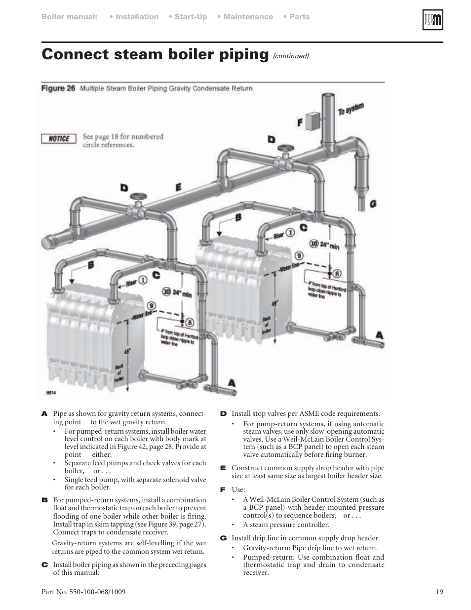 Connect steam boiler piping | Weil-McLain 88 User Manual | Page 19 / 40