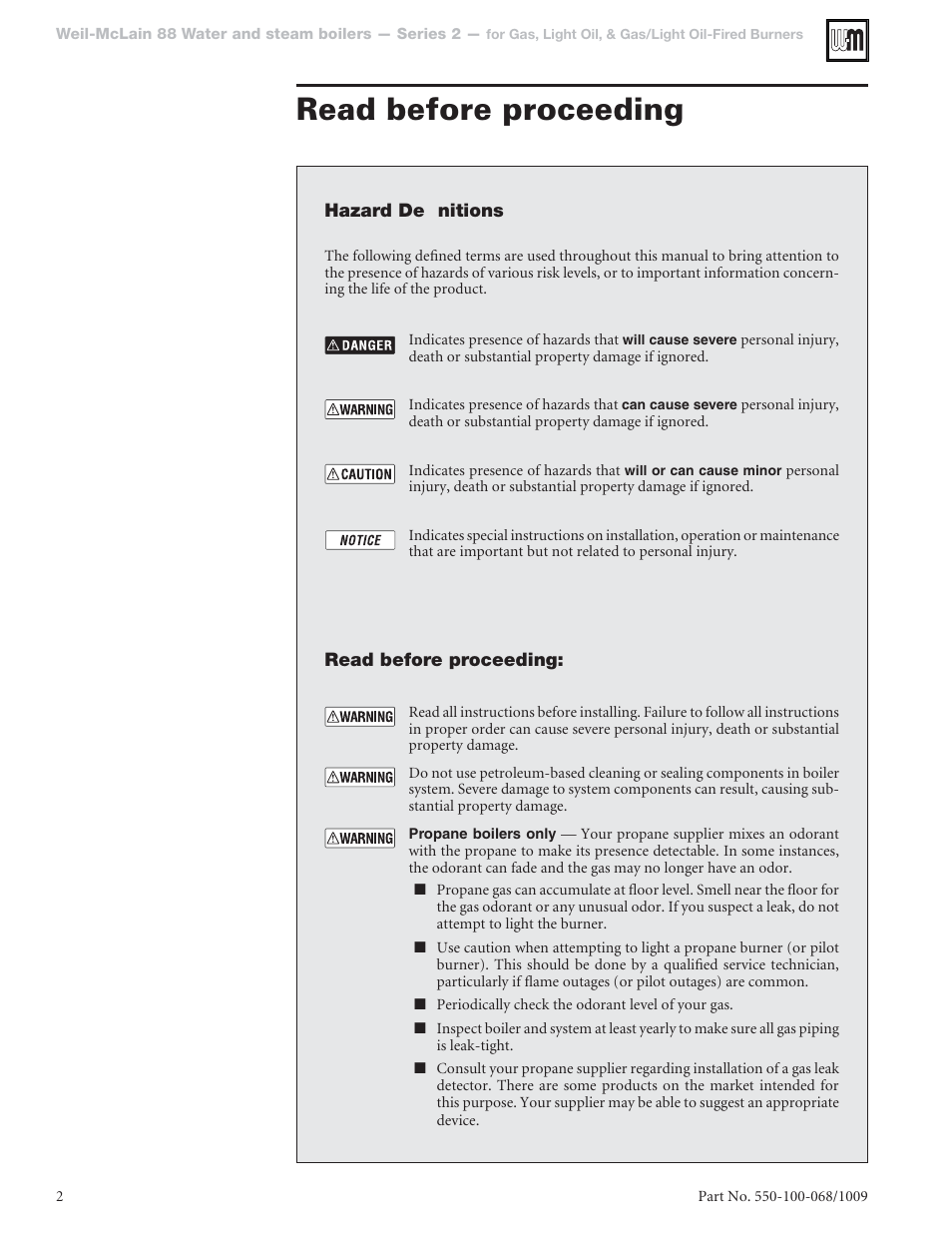 Read before proceeding | Weil-McLain 88 User Manual | Page 2 / 40