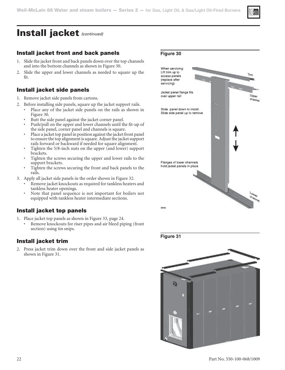 Install jacket | Weil-McLain 88 User Manual | Page 22 / 40