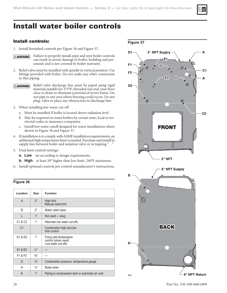 Install water boiler controls | Weil-McLain 88 User Manual | Page 26 / 40