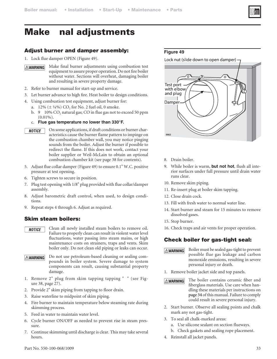 Make ﬁnal adjustments | Weil-McLain 88 User Manual | Page 33 / 40