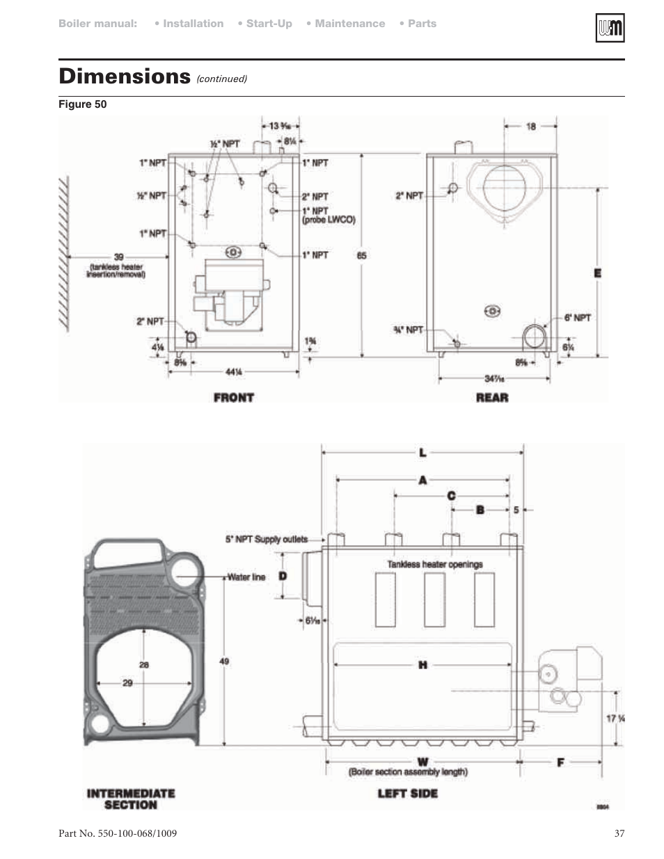 Dimensions | Weil-McLain 88 User Manual | Page 37 / 40