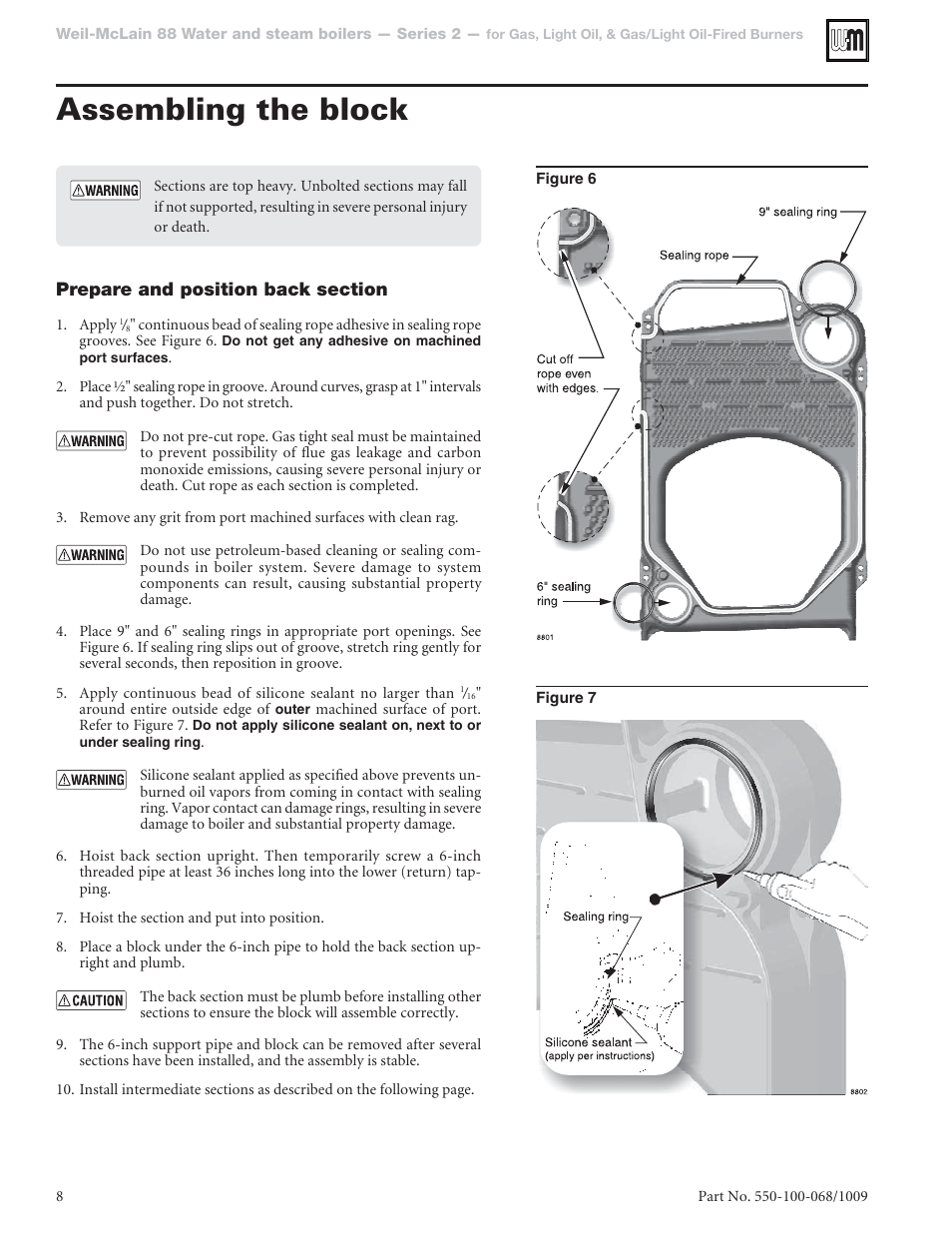 Assembling the block | Weil-McLain 88 User Manual | Page 8 / 40