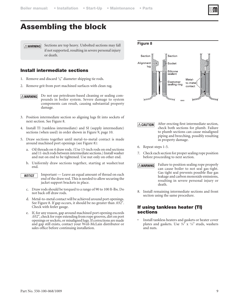 Assembling the block | Weil-McLain 88 User Manual | Page 9 / 40