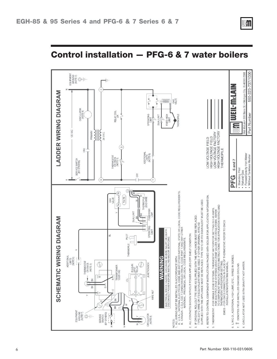 Control installation — pfg-6 & 7 water boilers | Weil-McLain PFG-7 User Manual | Page 6 / 16
