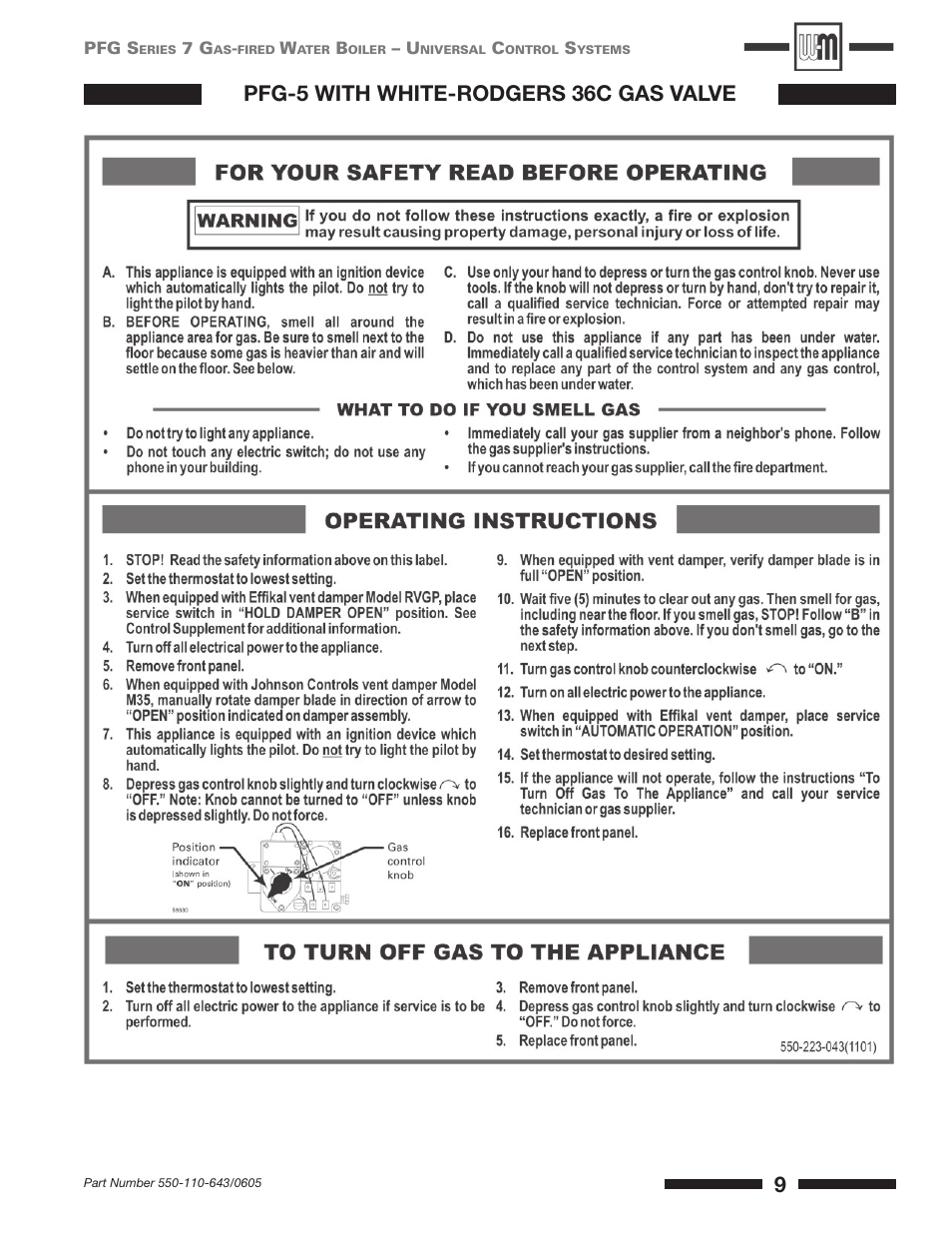 Pfg-5 with white-rodgers 36c gas valve | Weil-McLain SERIES 7 PFG User Manual | Page 9 / 16