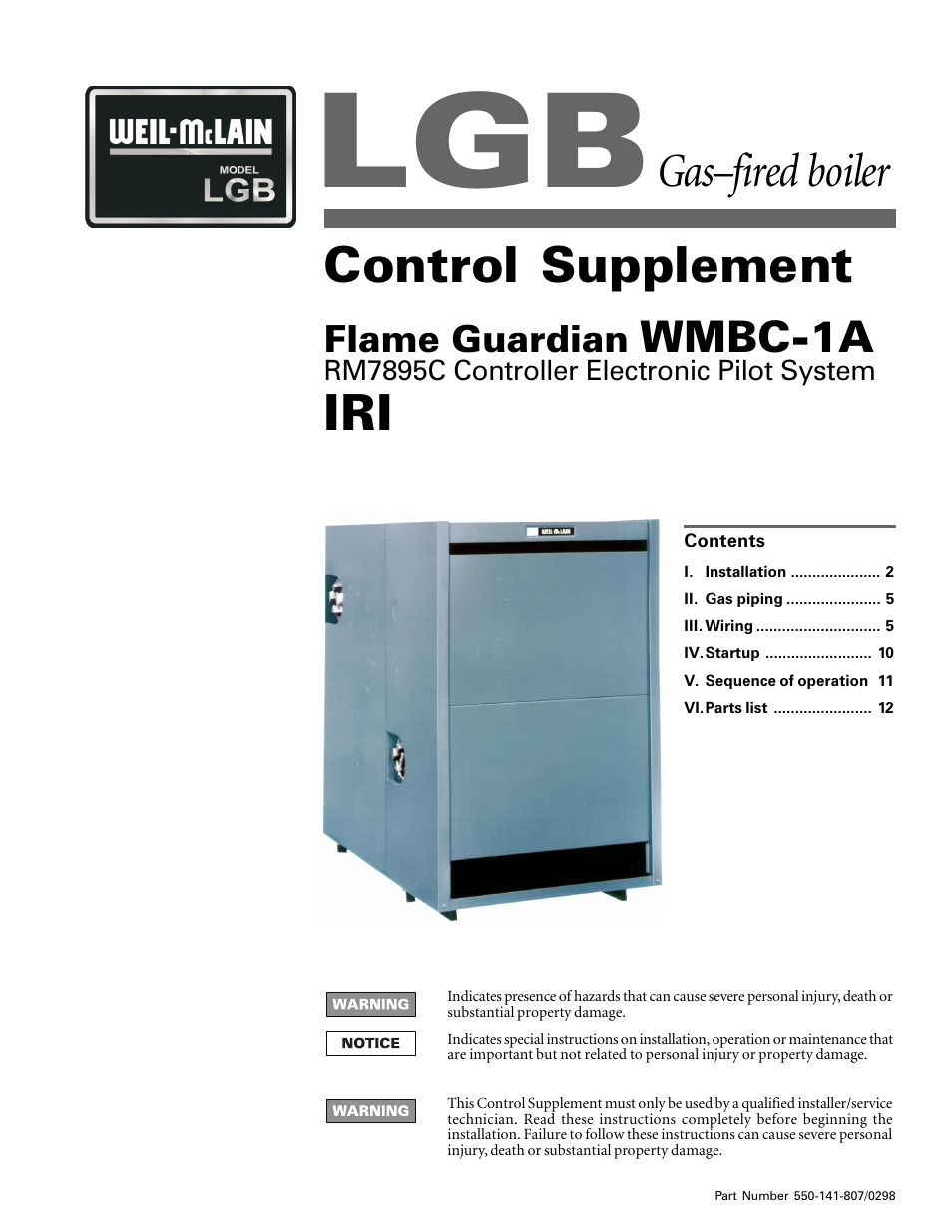 Weil-McLain FLAME GUARDIAN WMBC-1A User Manual | 11 pages