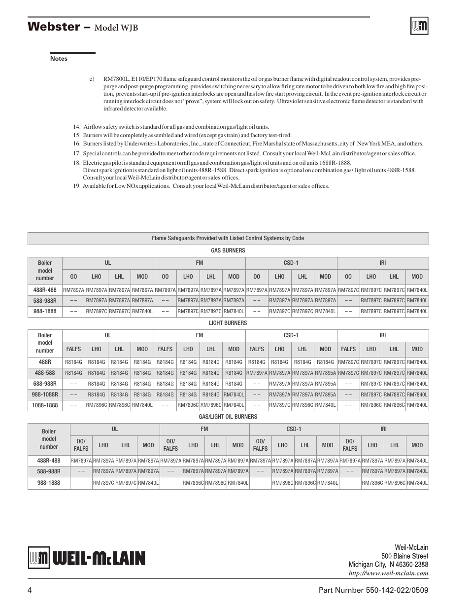 Webster, Model wjb | Weil-McLain WJB1 User Manual | Page 4 / 4