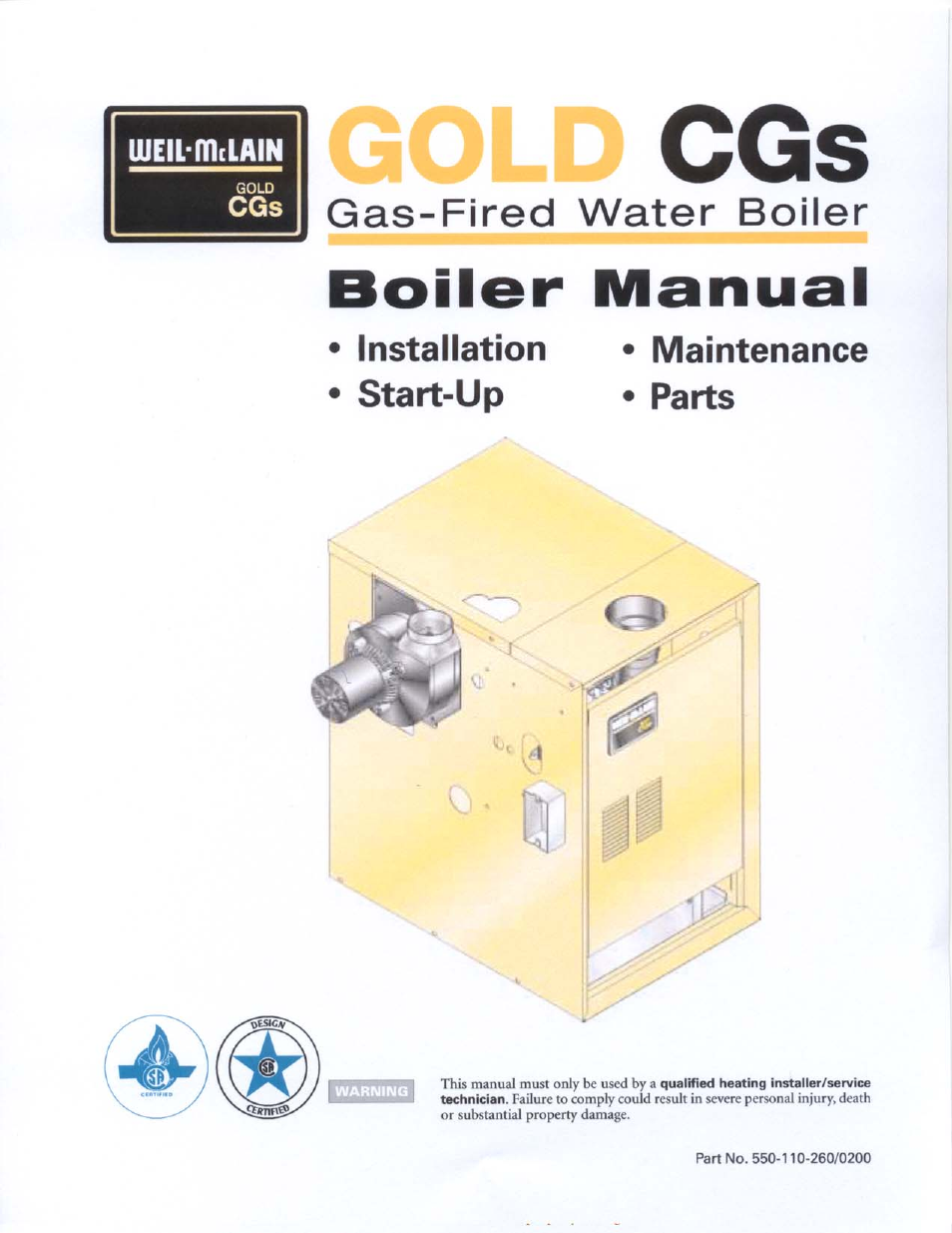 Weil-McLain GOLD CGS 550-110-260/02002 User Manual | 60 pages