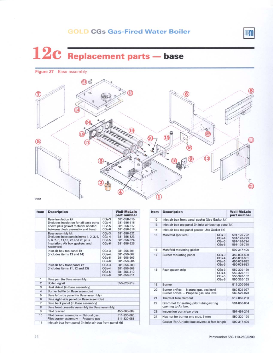 Weil-McLain GOLD CGS 550-110-260/02002 User Manual | Page 54 / 60