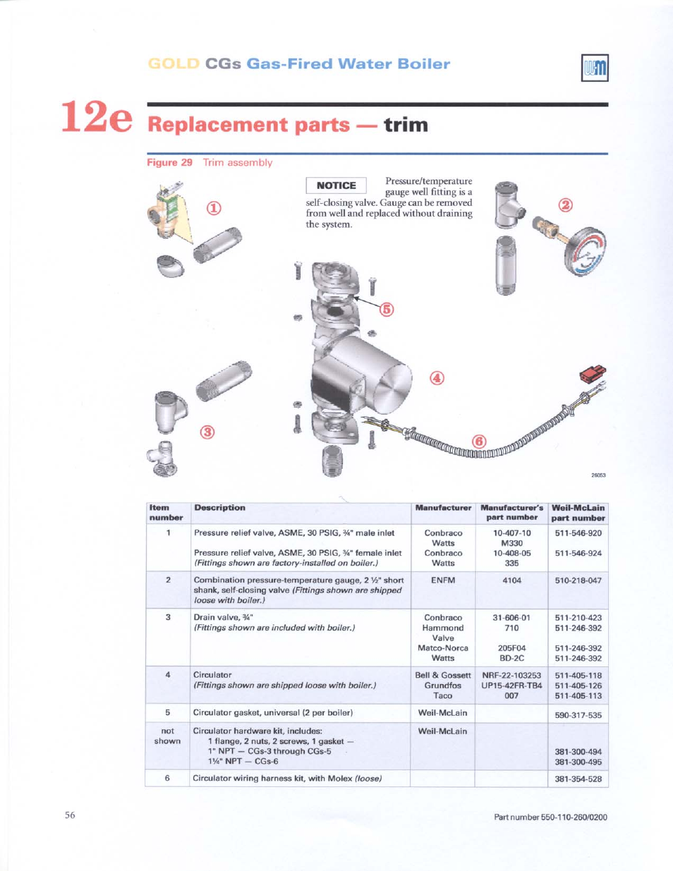 Weil-McLain GOLD CGS 550-110-260/02002 User Manual | Page 56 / 60