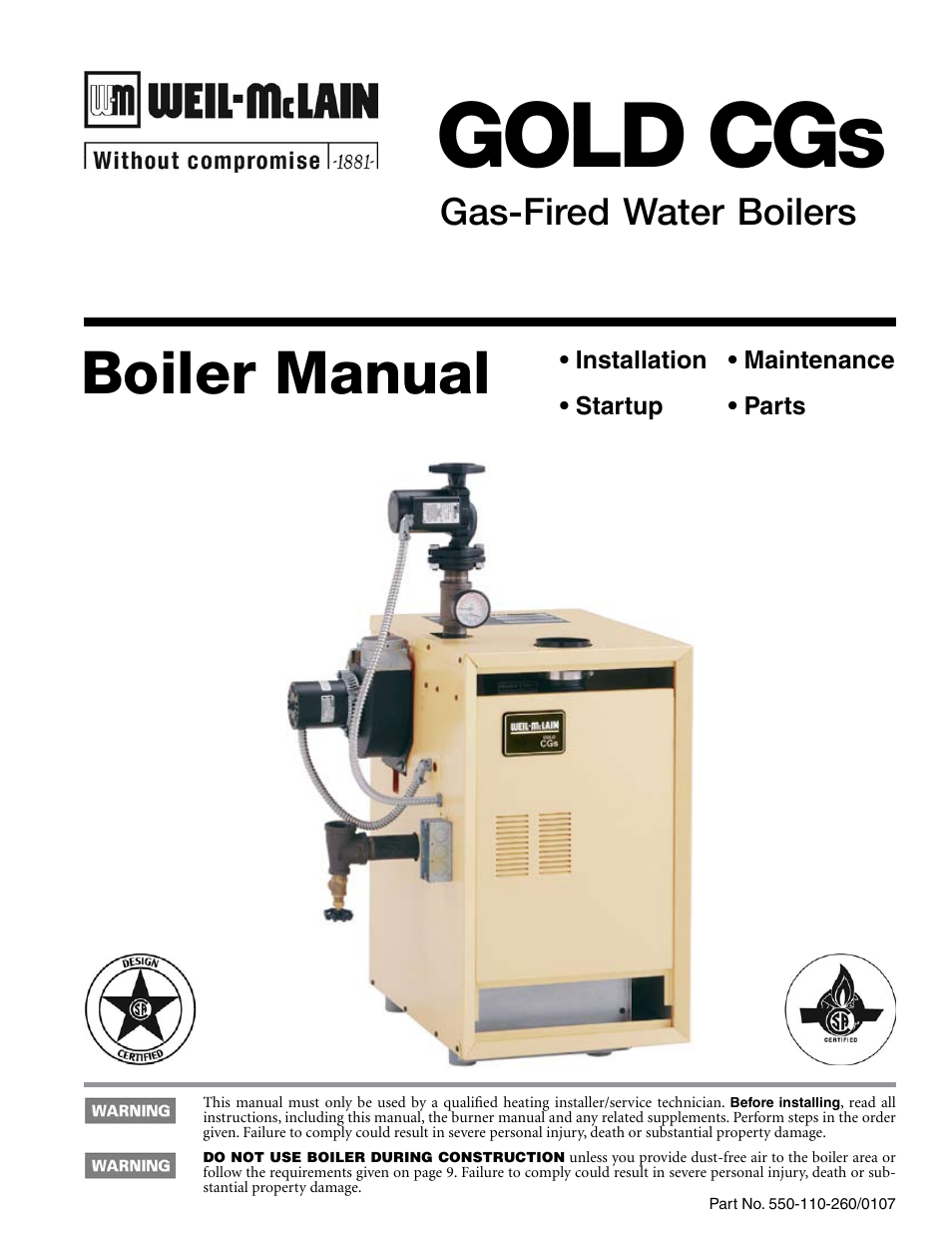 Weil-McLain GOLD CGS 550-110-260/0107 User Manual | 64 pages