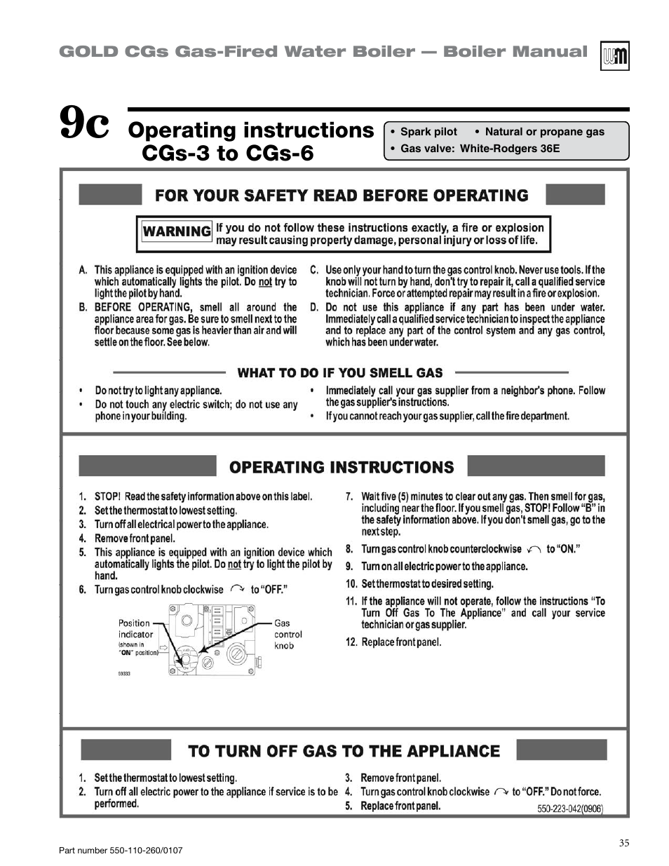 Operating instructions cgs-3 to cgs-6 | Weil-McLain GOLD CGS 550-110-260/0107 User Manual | Page 35 / 64