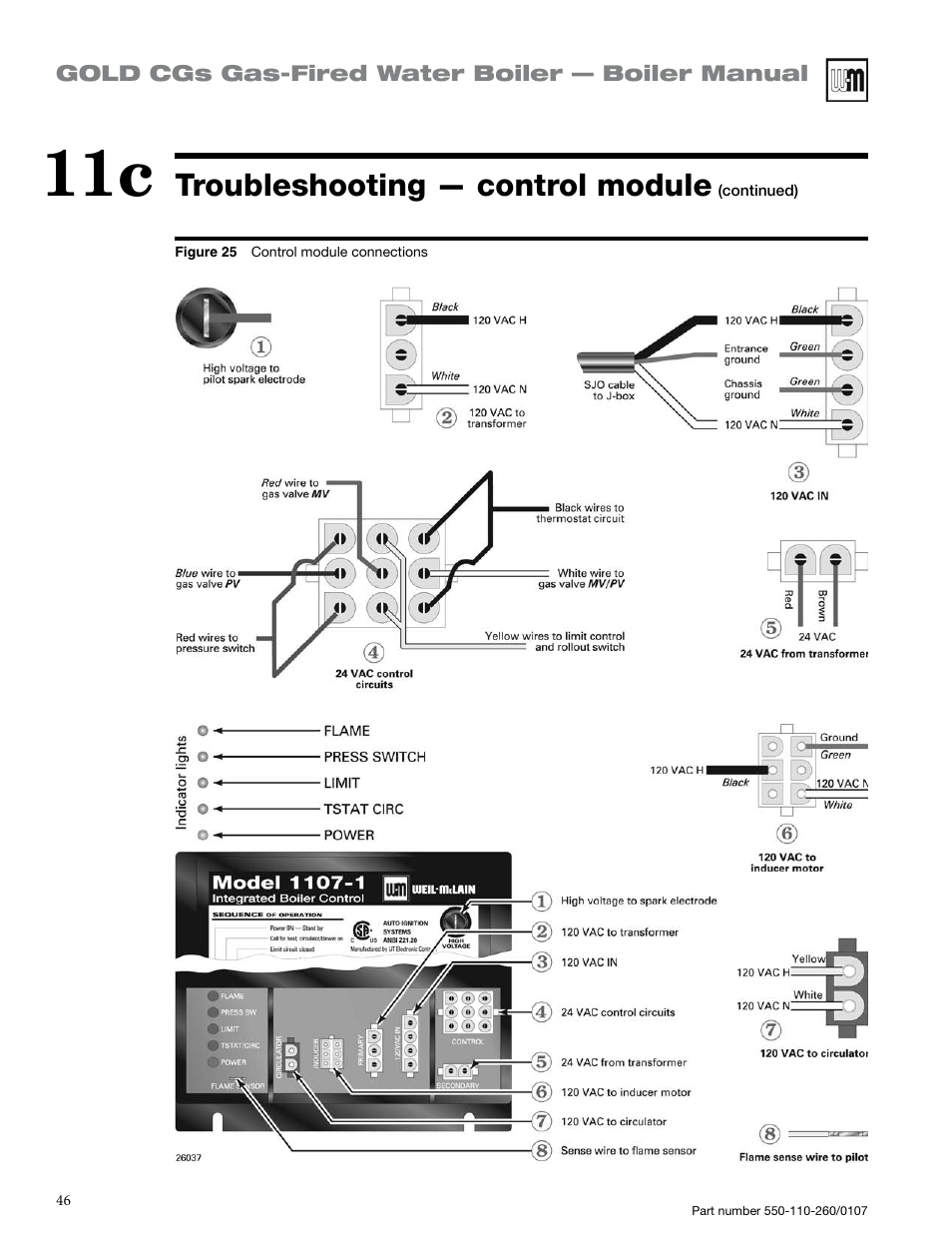 Troubleshooting — control module | Weil-McLain GOLD CGS 550-110-260/0107 User Manual | Page 46 / 64