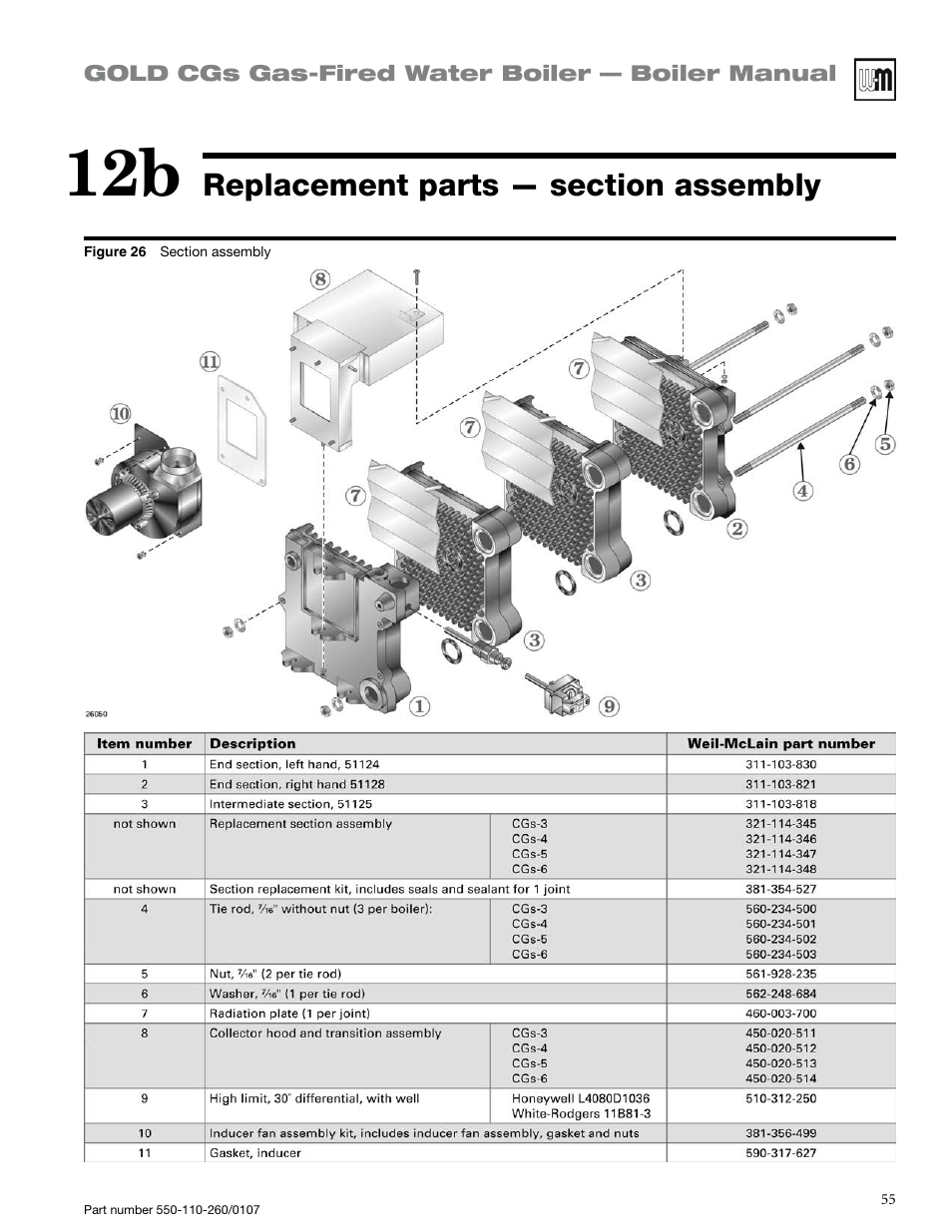 Weil-McLain GOLD CGS 550-110-260/0107 User Manual | Page 55 / 64