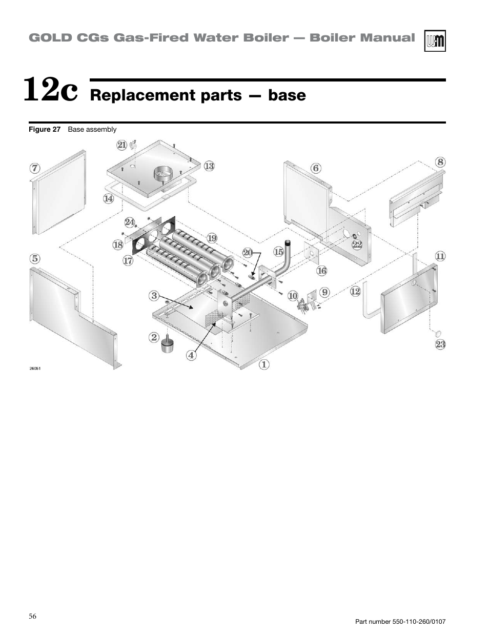 Replacement parts — base | Weil-McLain GOLD CGS 550-110-260/0107 User Manual | Page 56 / 64