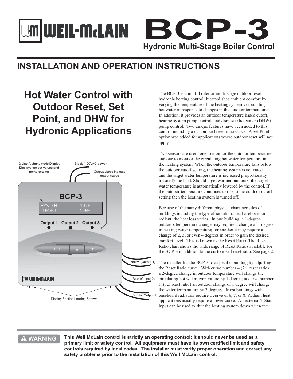 Weil-McLain BCP-3 User Manual | 16 pages