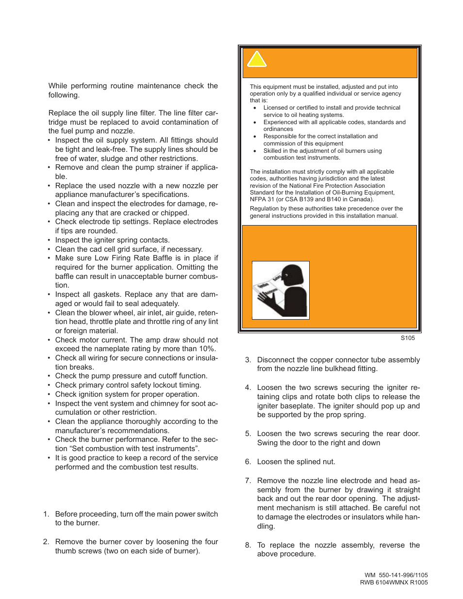 Warning–professional service required | Weil-McLain NX User Manual | Page 14 / 20