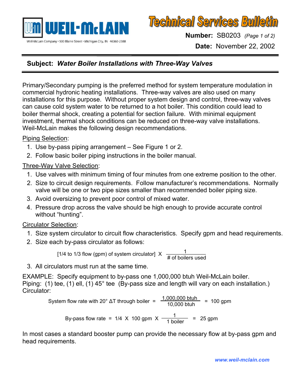 Weil-McLain SB0203 User Manual | 2 pages