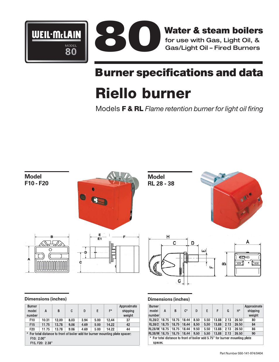 Weil-McLain F10 - F20 User Manual | 4 pages