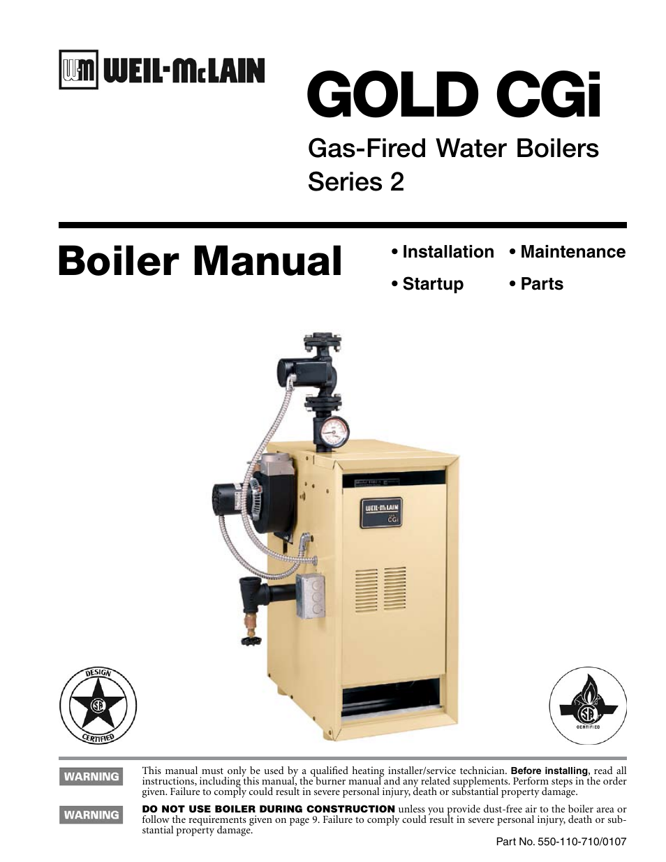 Weil-McLain GOLD CGI 550-110-710/0107 User Manual | 68 pages