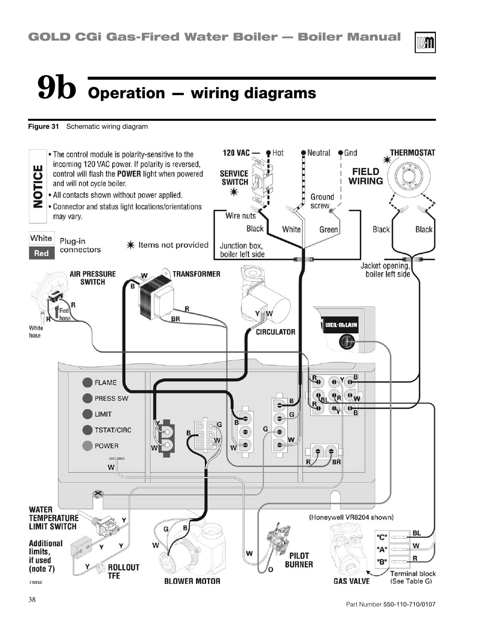 Operation — wiring diagrams | Weil-McLain GOLD CGI 550-110-710/0107 User Manual | Page 38 / 68