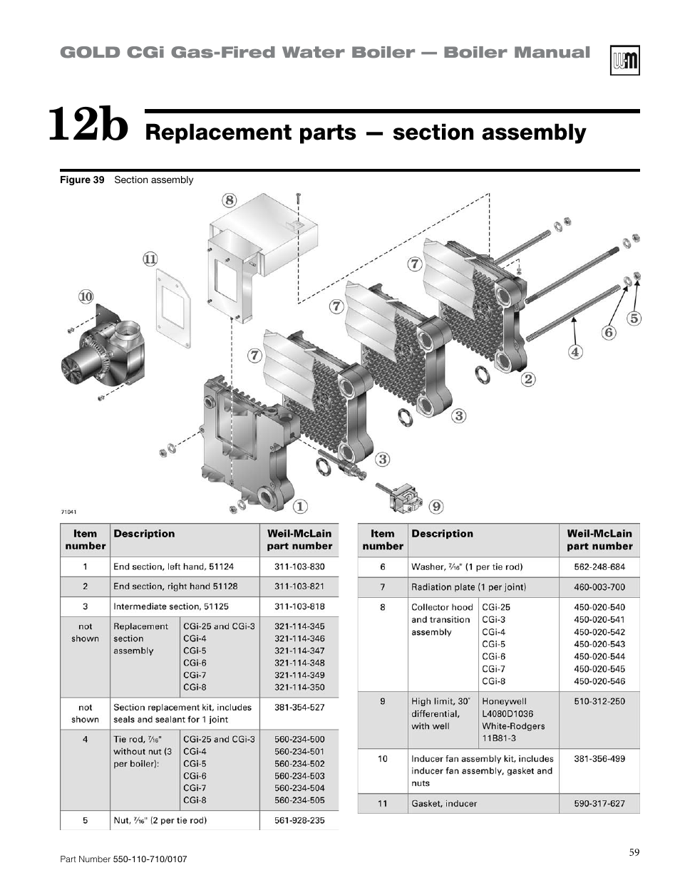 Weil-McLain GOLD CGI 550-110-710/0107 User Manual | Page 59 / 68