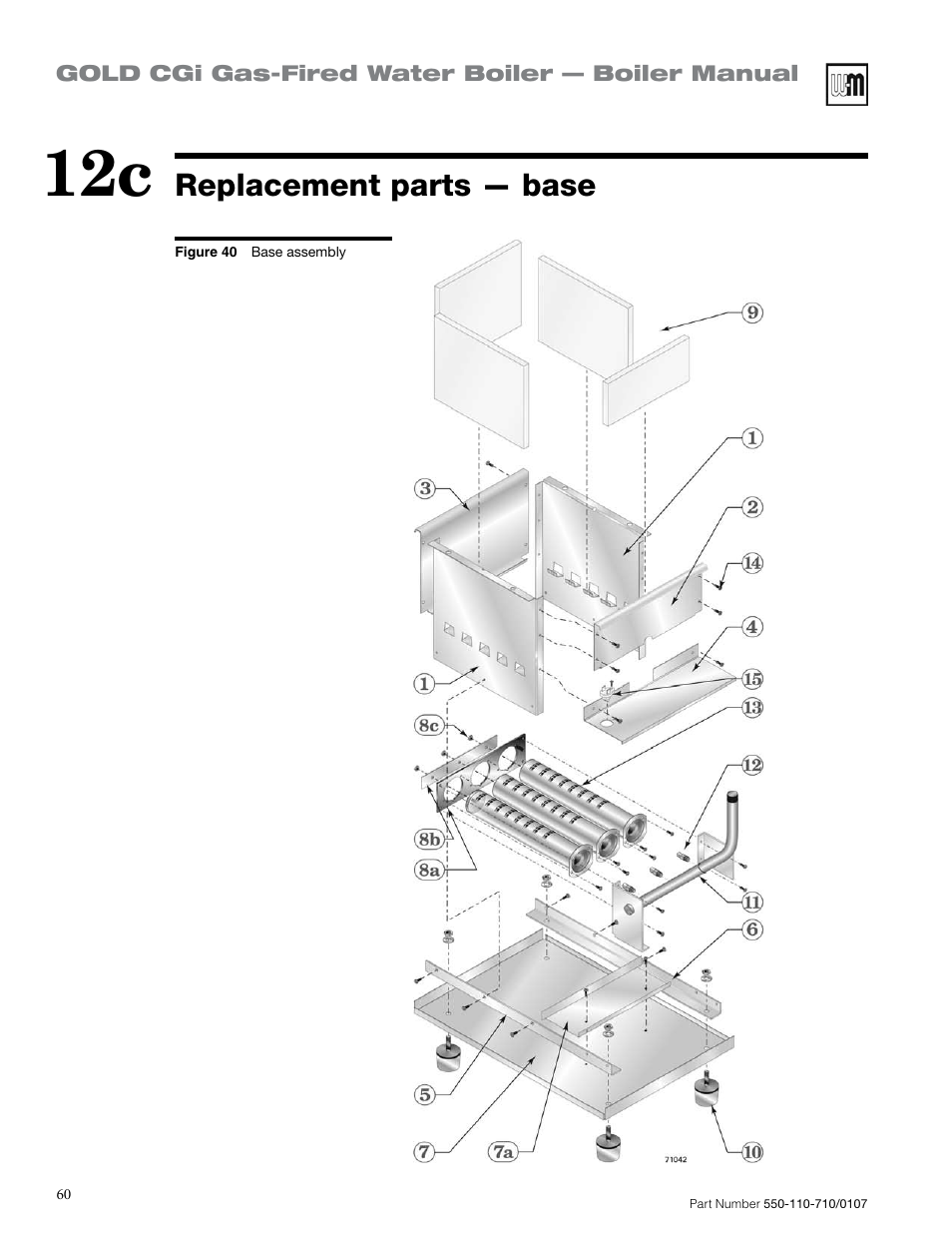 Replacement parts — base | Weil-McLain GOLD CGI 550-110-710/0107 User Manual | Page 60 / 68