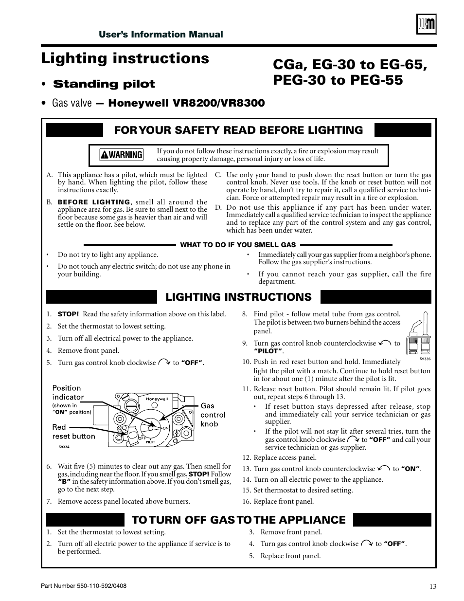 Lighting instructions | Weil-McLain CGa User Manual | Page 13 / 24