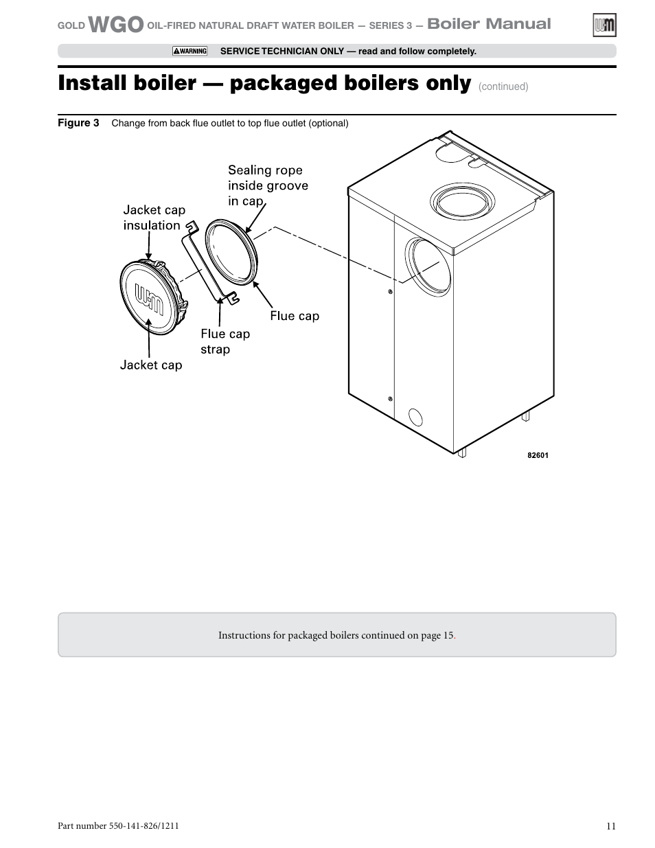 Install boiler — packaged boilers only, Boiler manual | Weil-McLain 550-141-826/1201 User Manual | Page 11 / 44