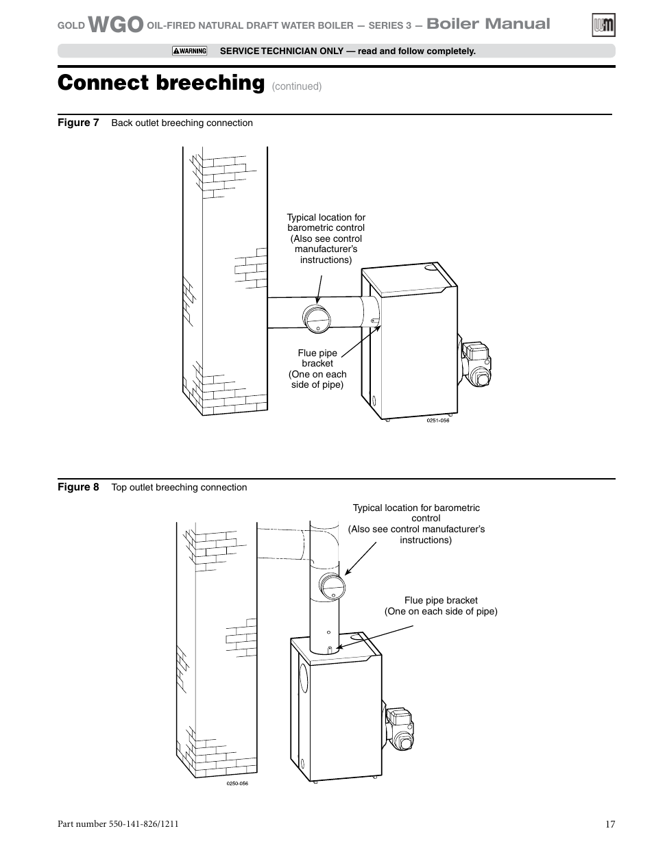 Connect breeching, Boiler manual | Weil-McLain 550-141-826/1201 User Manual | Page 17 / 44