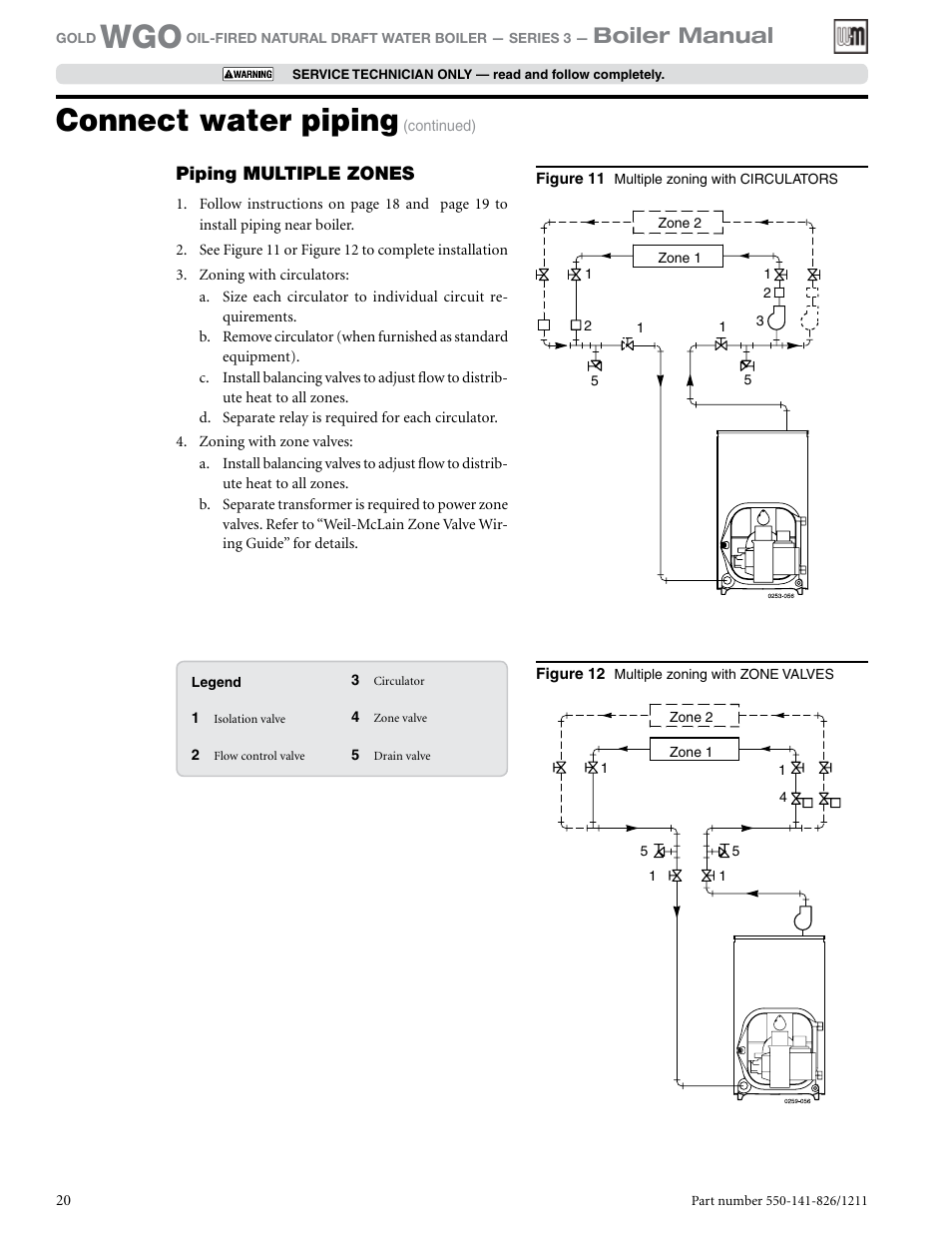 Connect water piping, Boiler manual | Weil-McLain 550-141-826/1201 User Manual | Page 20 / 44