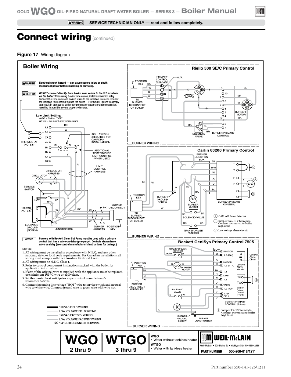 Connect wiring | Weil-McLain 550-141-826/1201 User Manual | Page 24 / 44