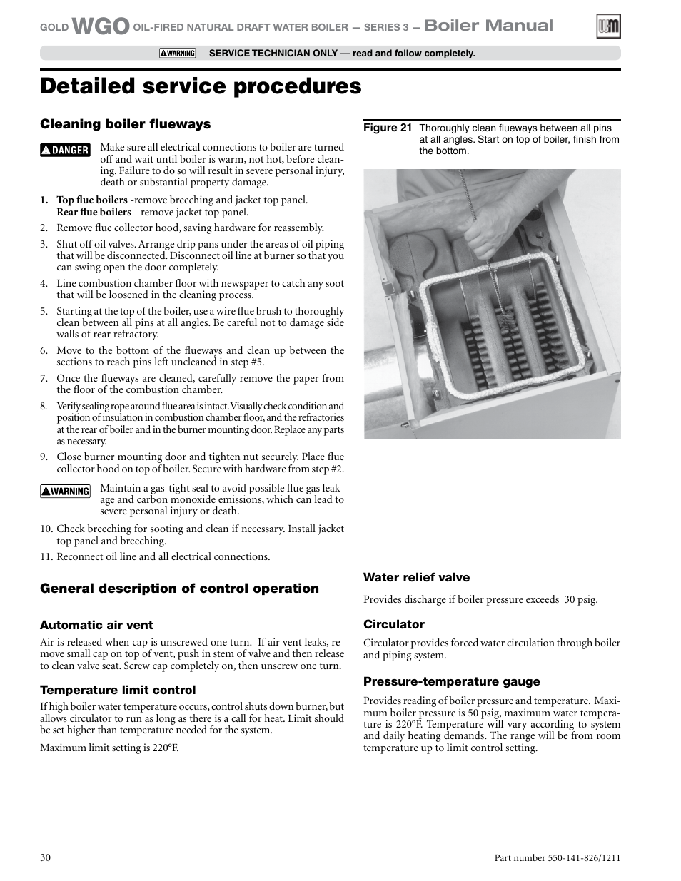 Detailed service procedures, Boiler manual | Weil-McLain 550-141-826/1201 User Manual | Page 30 / 44