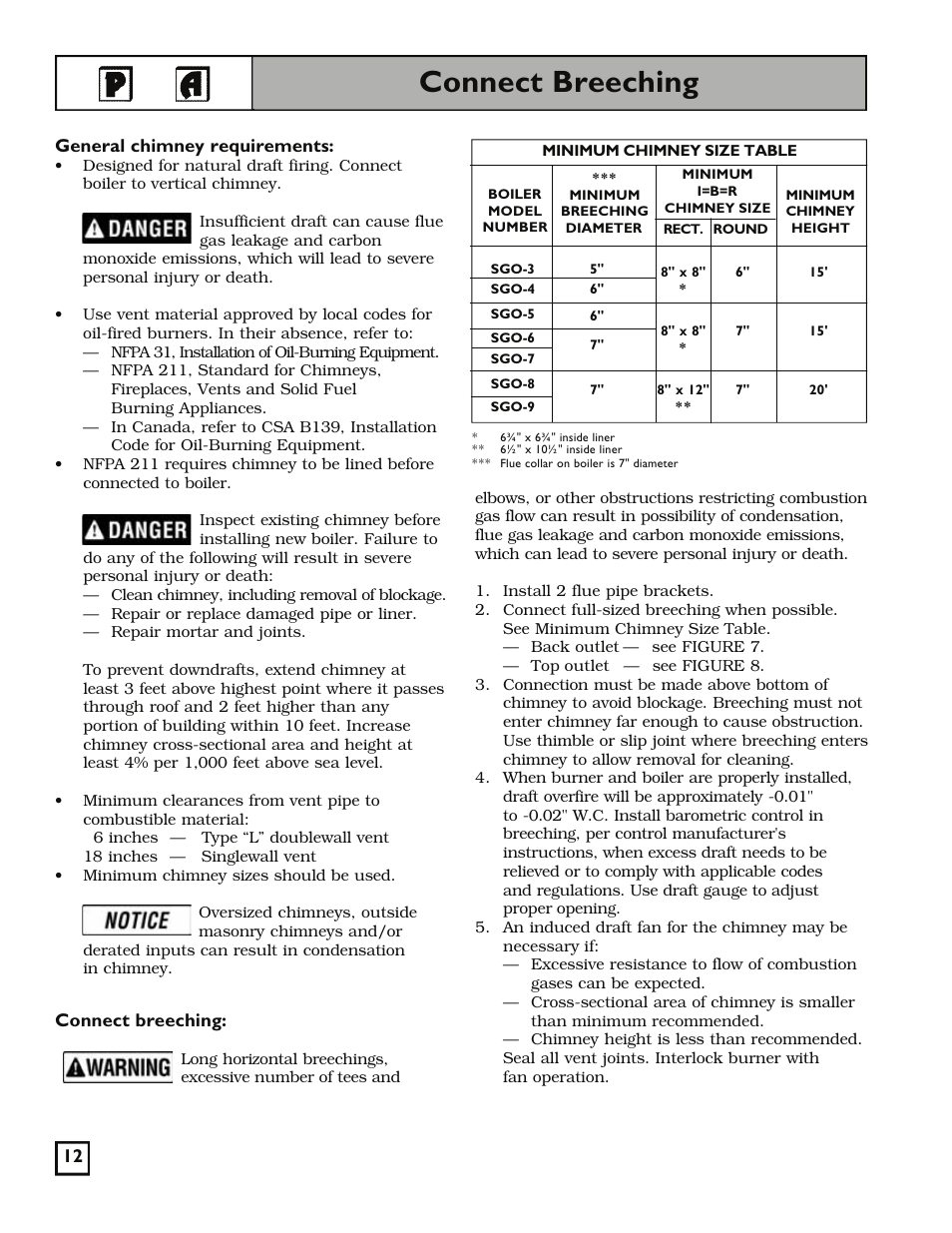 Connect breeching | Weil-McLain 550-141-829/1201 User Manual | Page 12 / 32