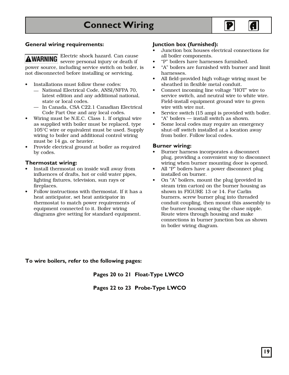 Connect wiring | Weil-McLain 550-141-829/1201 User Manual | Page 19 / 32