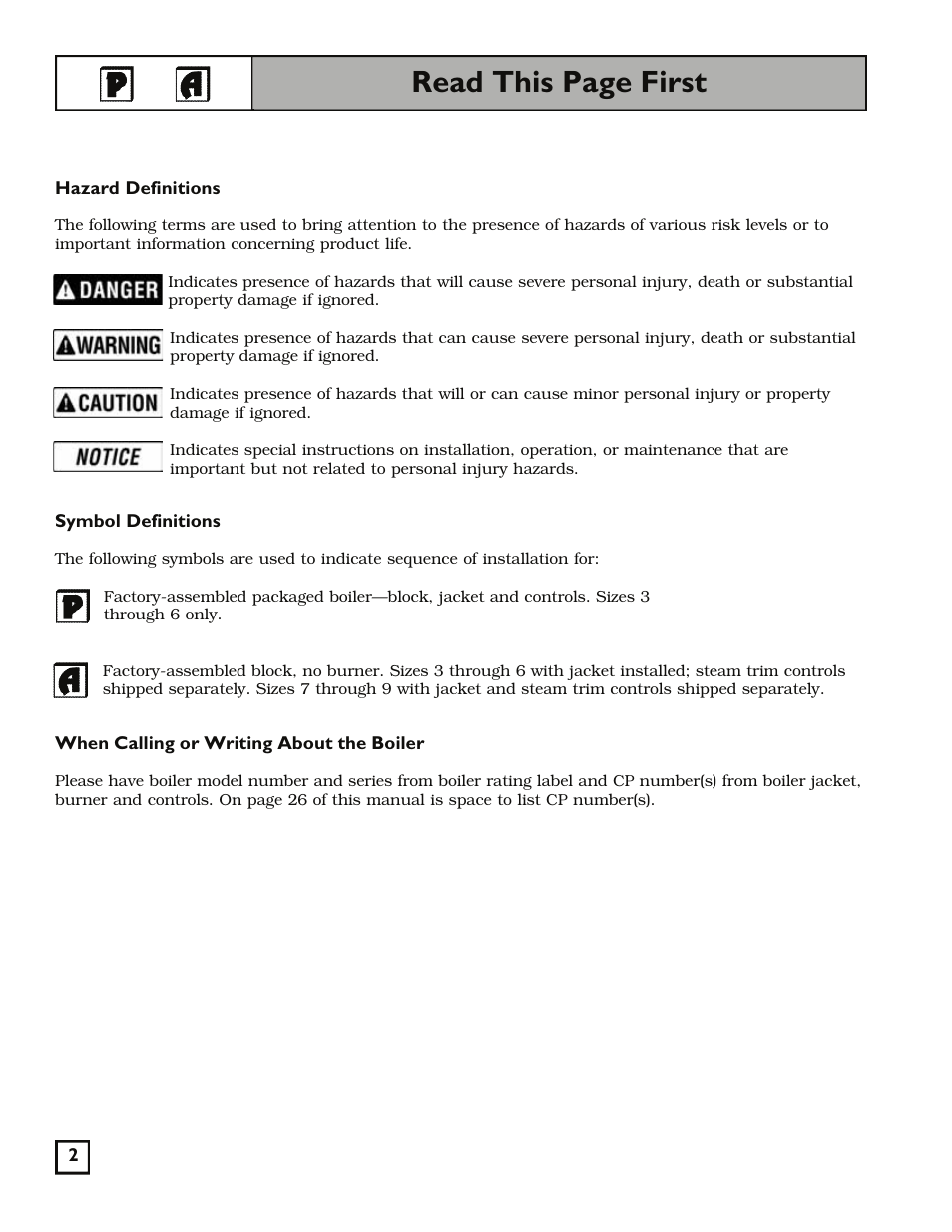 Read this page first | Weil-McLain 550-141-829/1201 User Manual | Page 2 / 32