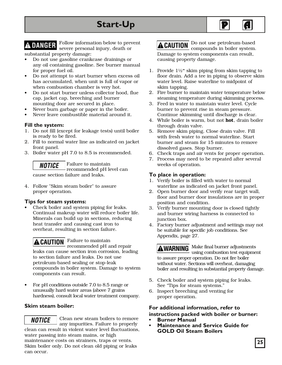 Start-up | Weil-McLain 550-141-829/1201 User Manual | Page 25 / 32