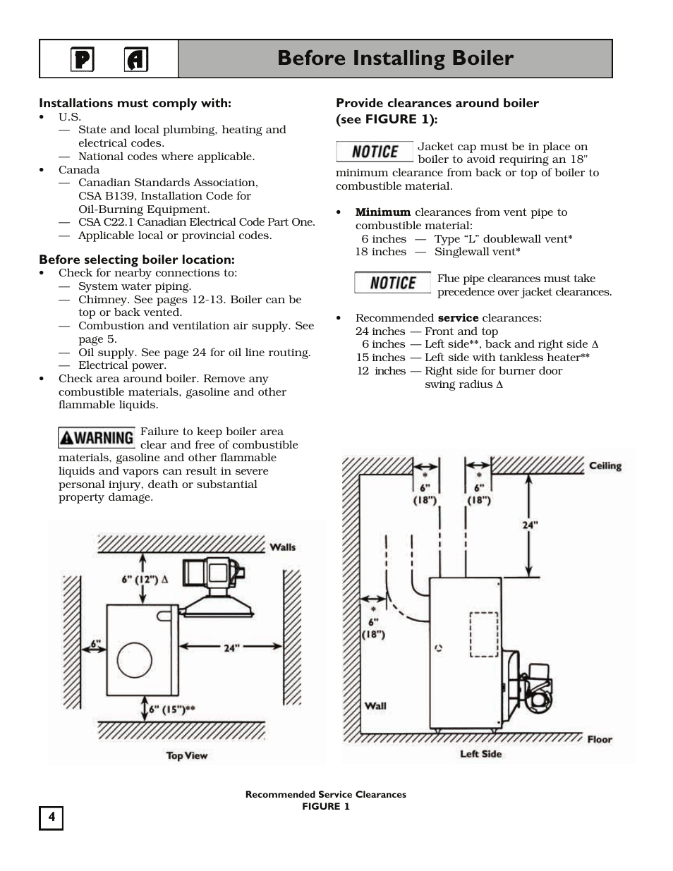 Before installing boiler | Weil-McLain 550-141-829/1201 User Manual | Page 4 / 32