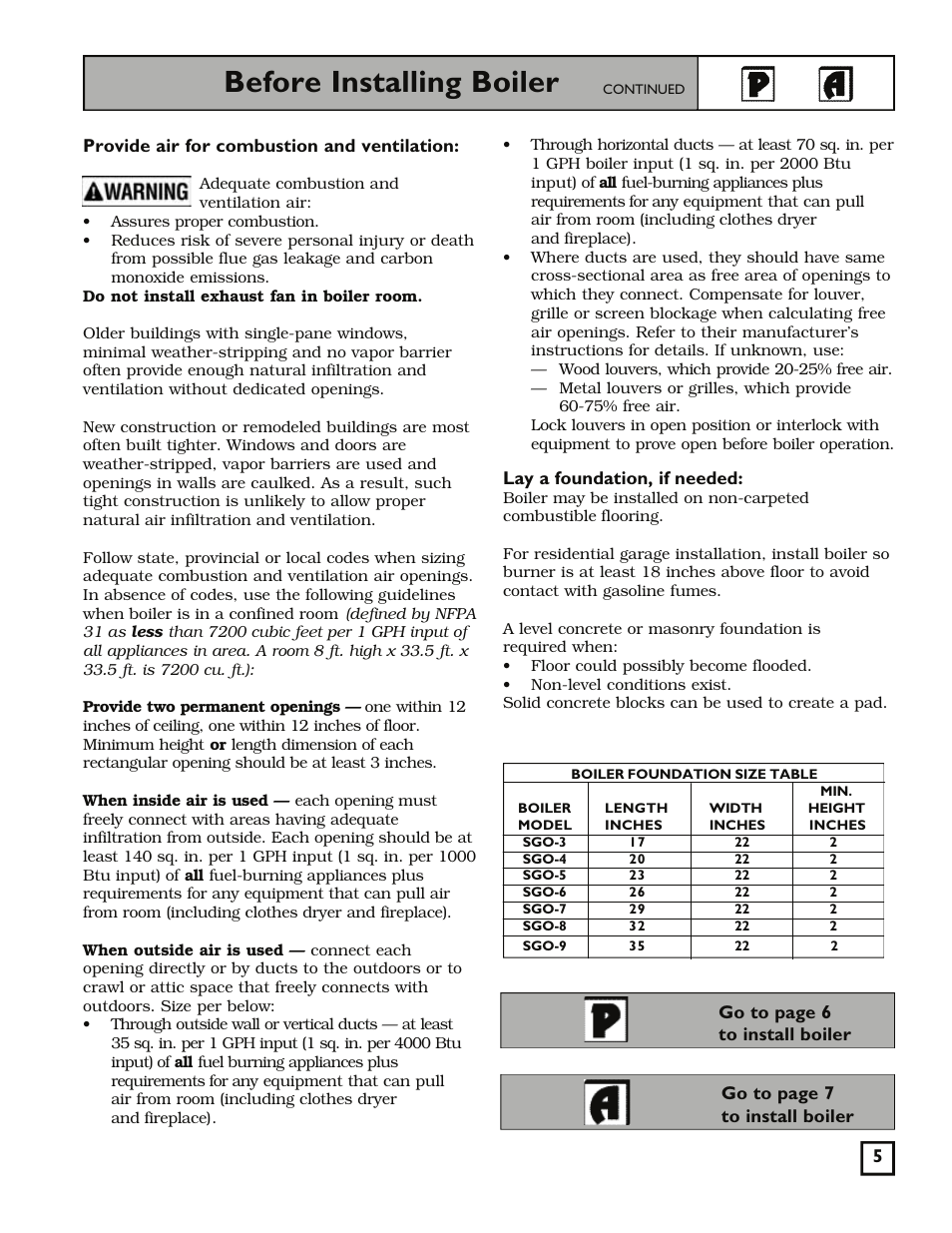 Before installing boiler | Weil-McLain 550-141-829/1201 User Manual | Page 5 / 32