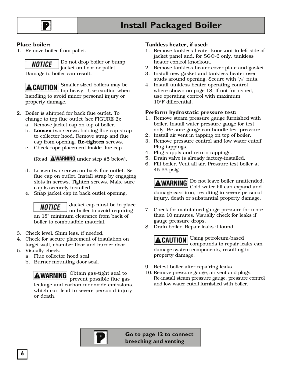 Install packaged boiler | Weil-McLain 550-141-829/1201 User Manual | Page 6 / 32